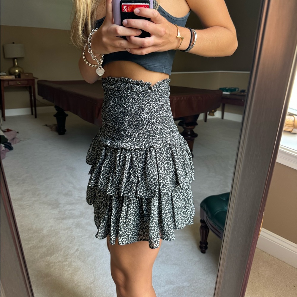 Reset by Jane Floral Black and Cream Mini Skirt